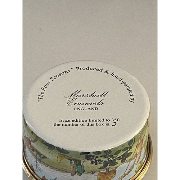 Marshall Enamels Four Seasons Pill Trinket Box Numbered Girl w Basket Happiness - Picture 6 of 16